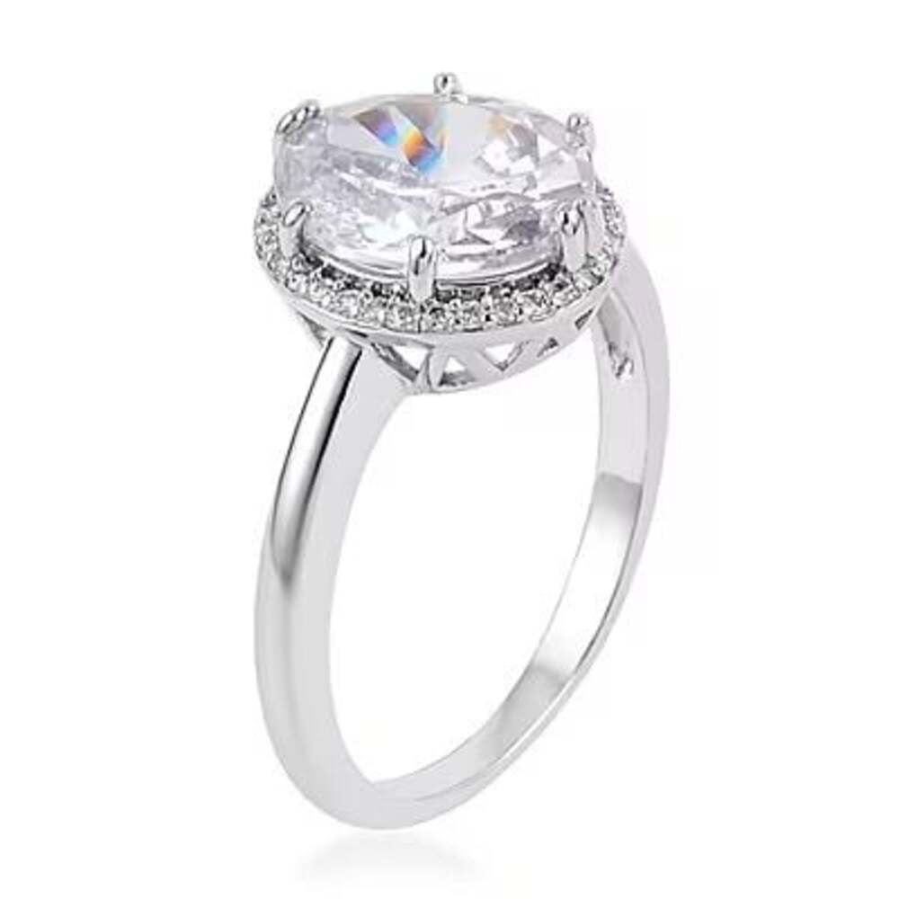 Oval Cut Halo Engagement Ring in with Lab Created Diamond Size 10